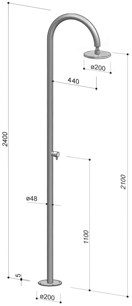 Douche de piscine inox, mitigeur et pommeau - Origo C50AS.M Fontealta