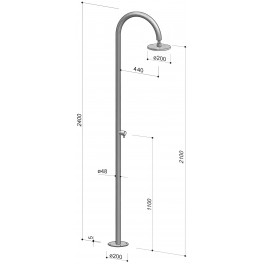 Douche de piscine inox, mitigeur et pommeau - Origo C50AS.M Fontealta