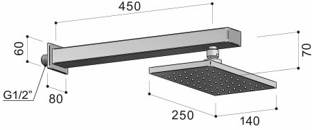 Bras de Douche extérieure inox - Waterline - SA53.09 - Fontealta