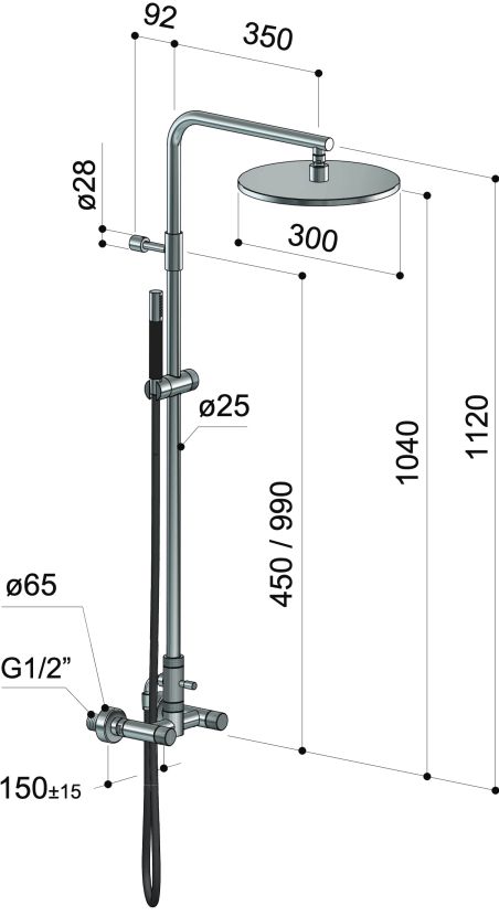 douche extérieure en inox w630.E avec douchette de Fontealta