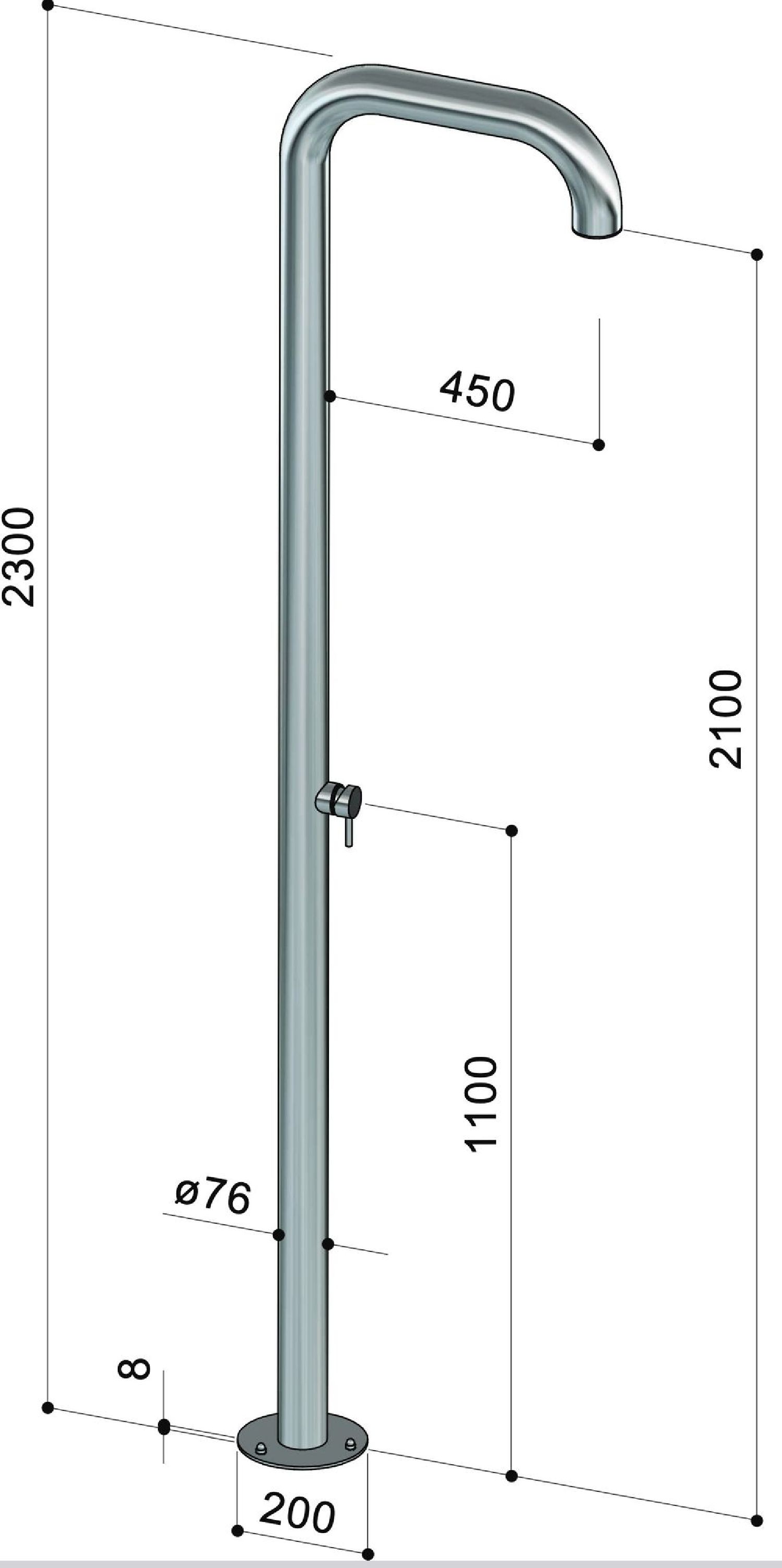 Douche extérieure design en inox Boss B76 M de Fontealta