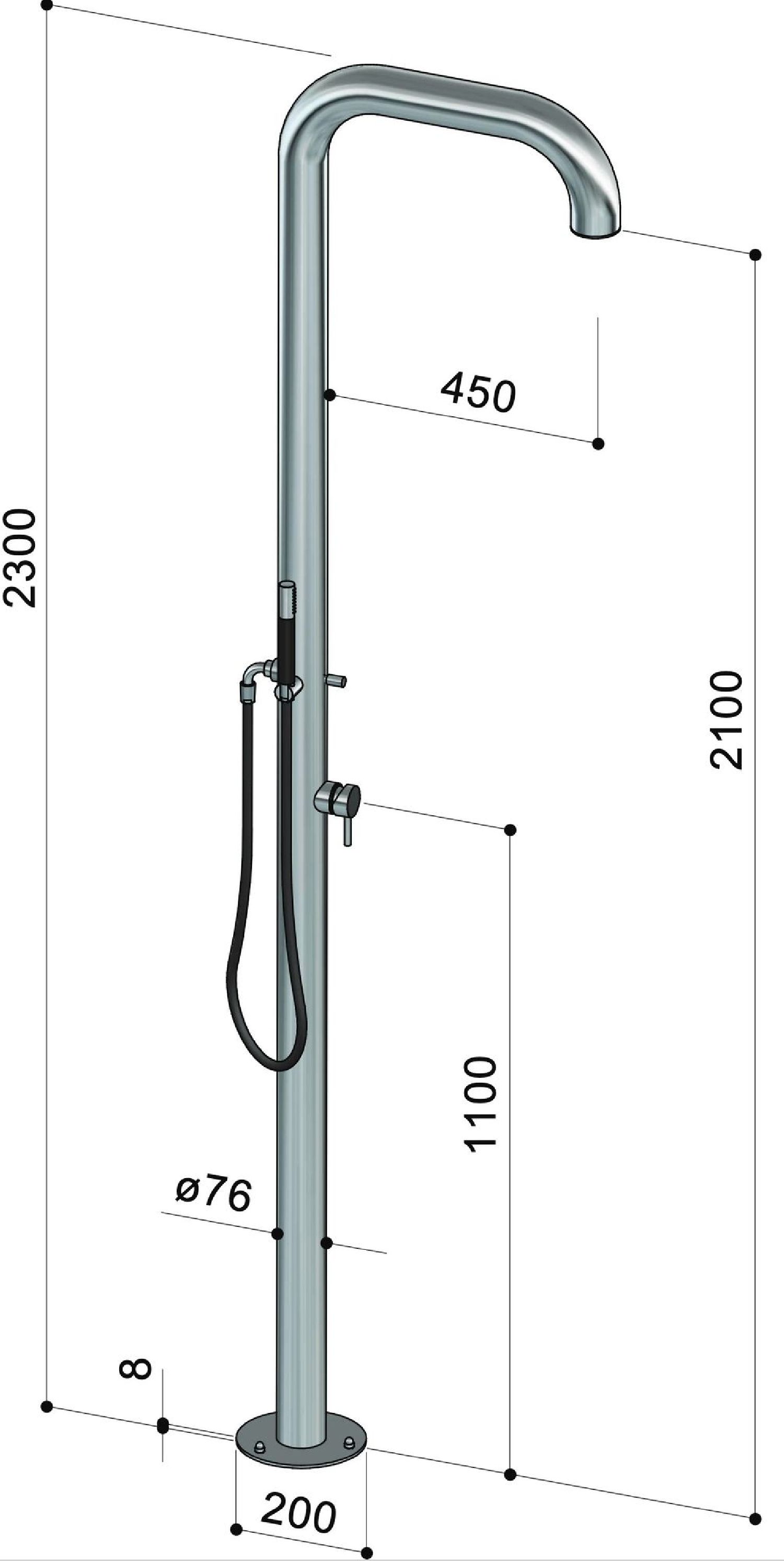 Douche extérieure design en inox Boss B76 ME de Fontealta