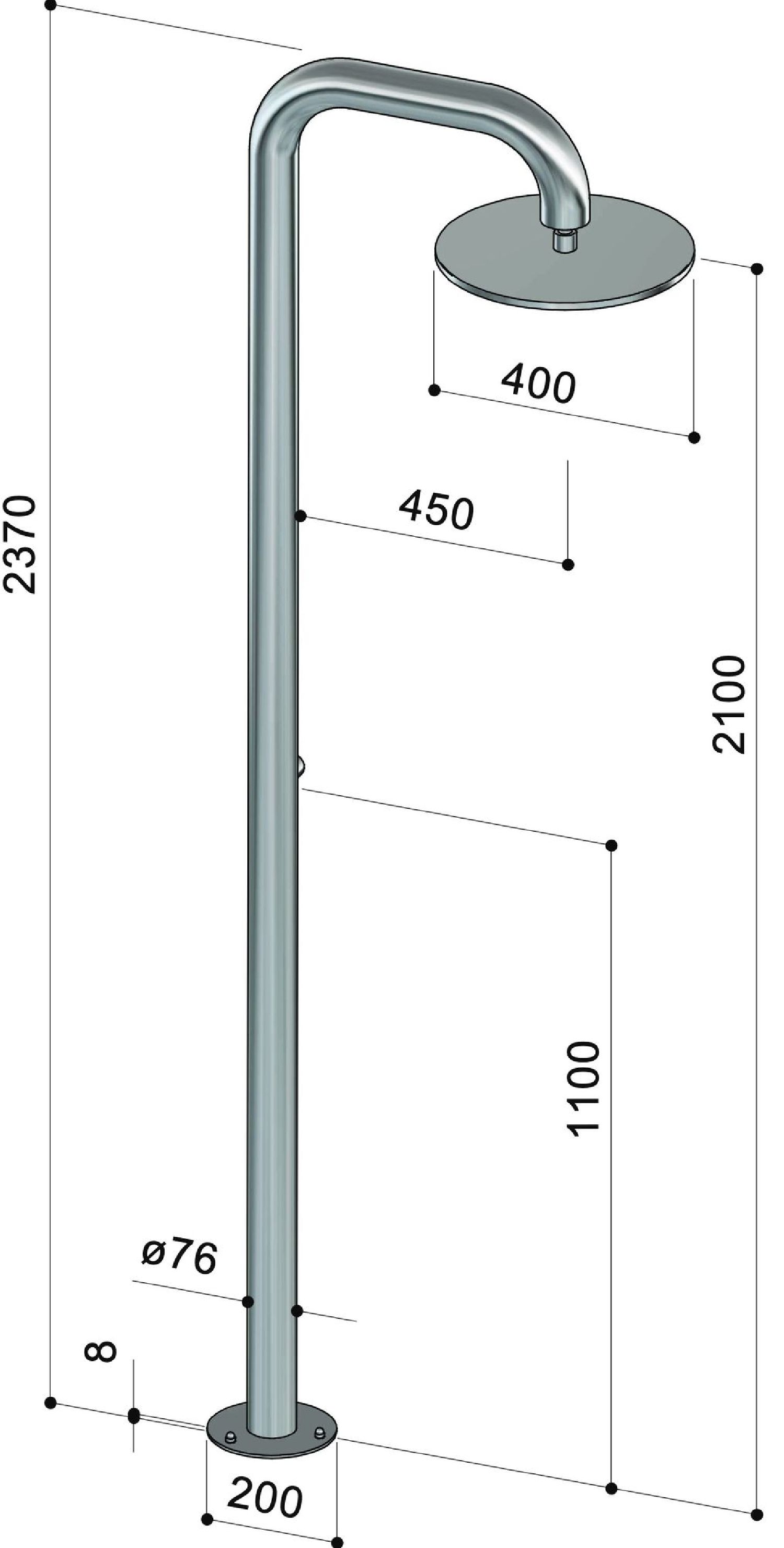 Douche extérieure design en inox Boss BW76 de Fontealta