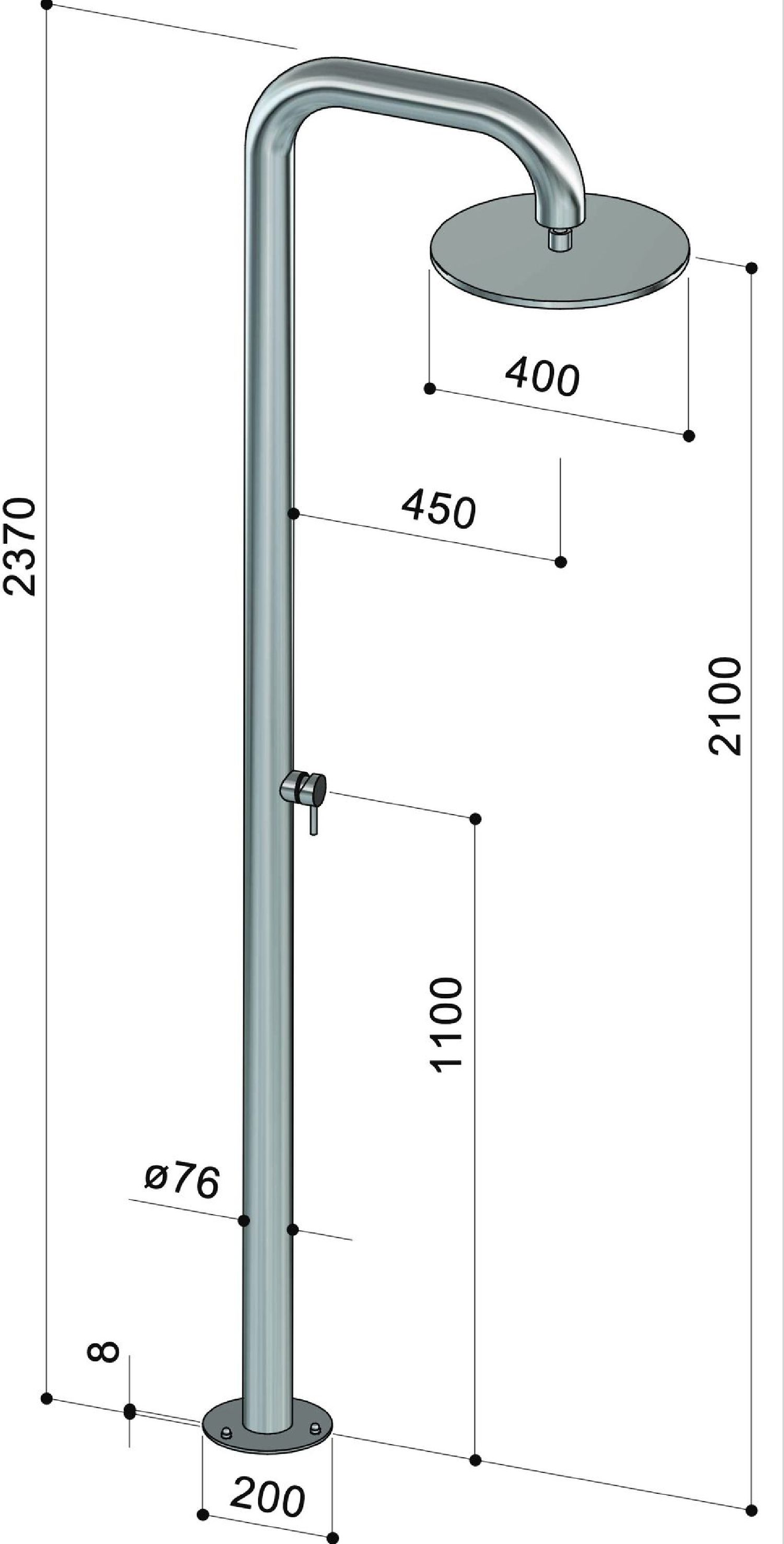 Douche extérieure design en inox Boss BW76M de Fontealta