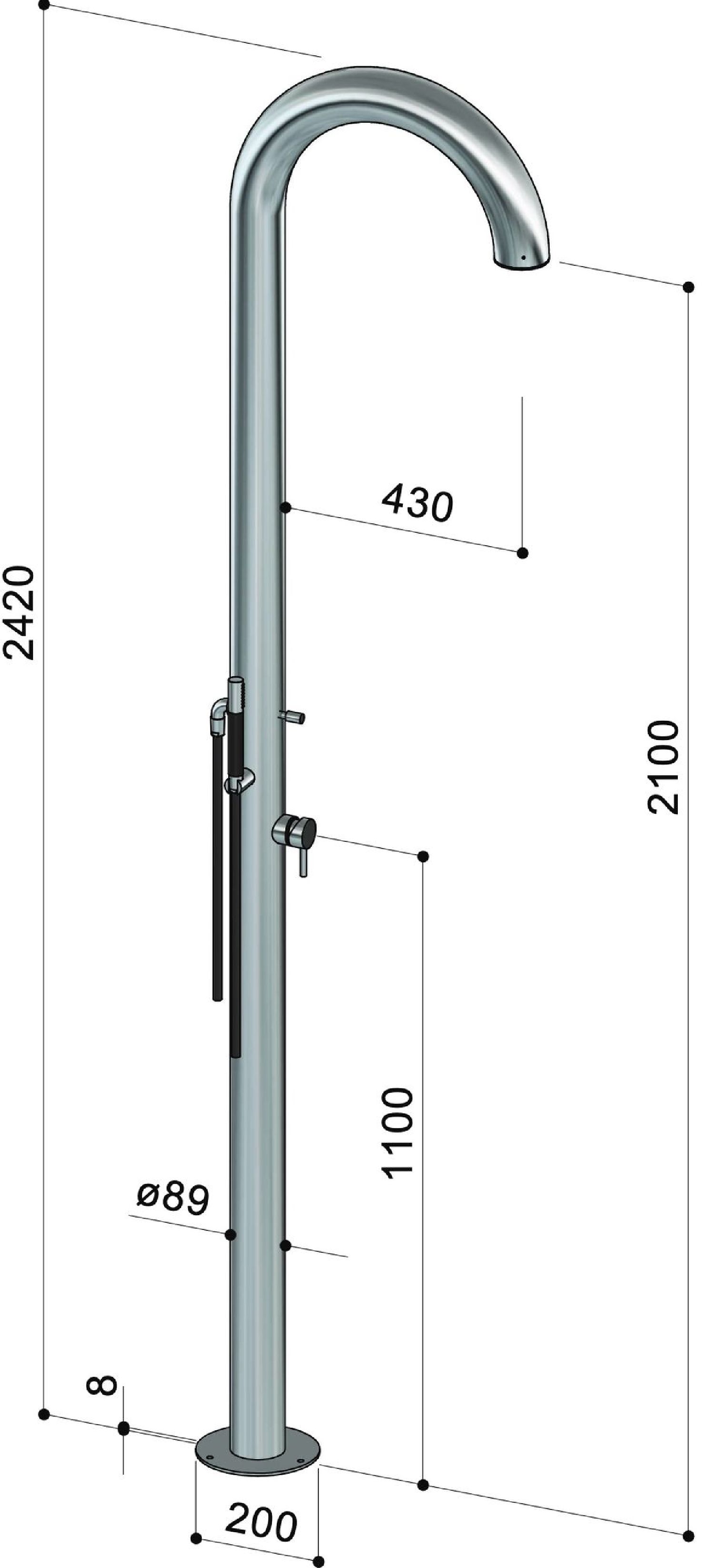 Douche extérieure inox Club C90 ME de Fontealta