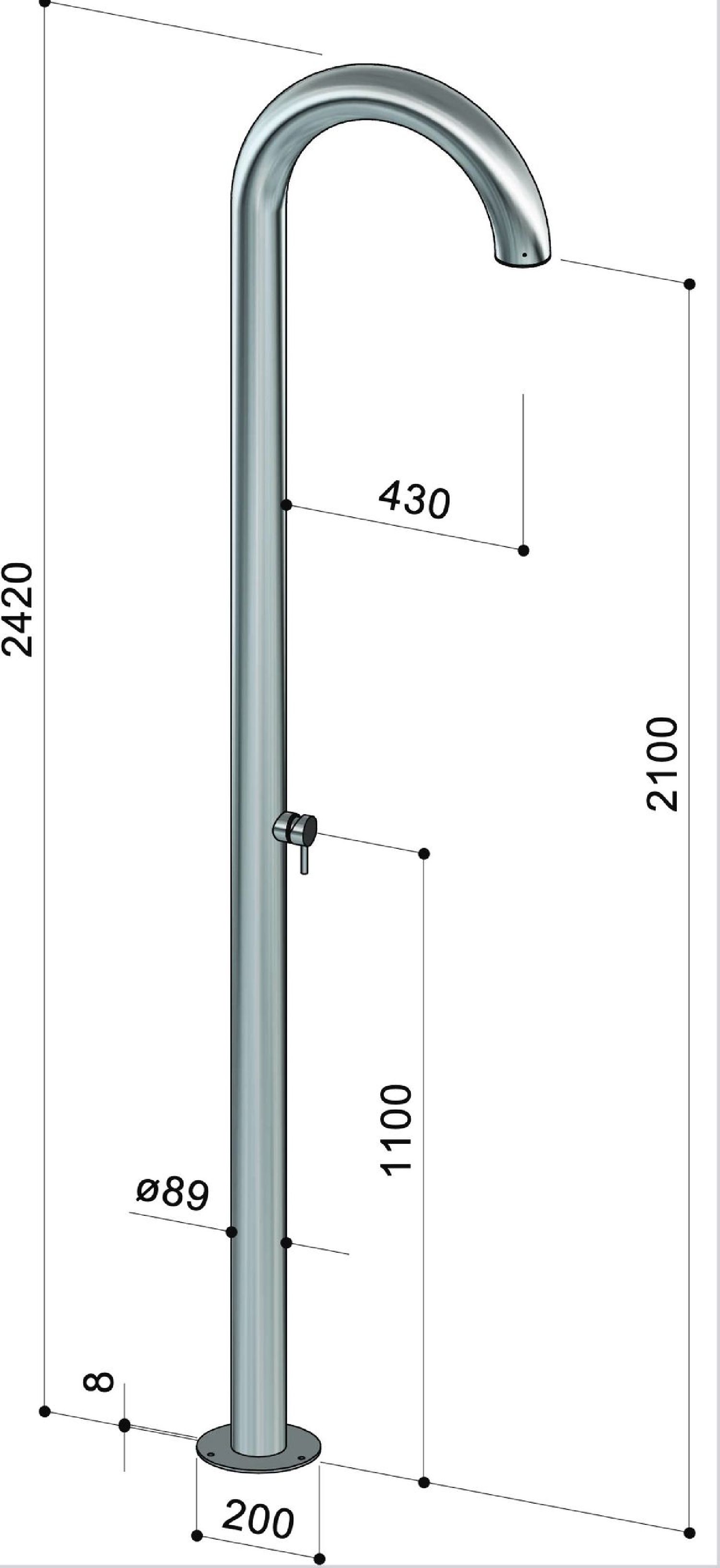 AstralPool Public Douche de jardin double froide avec minuteur Inox poli -  59778 