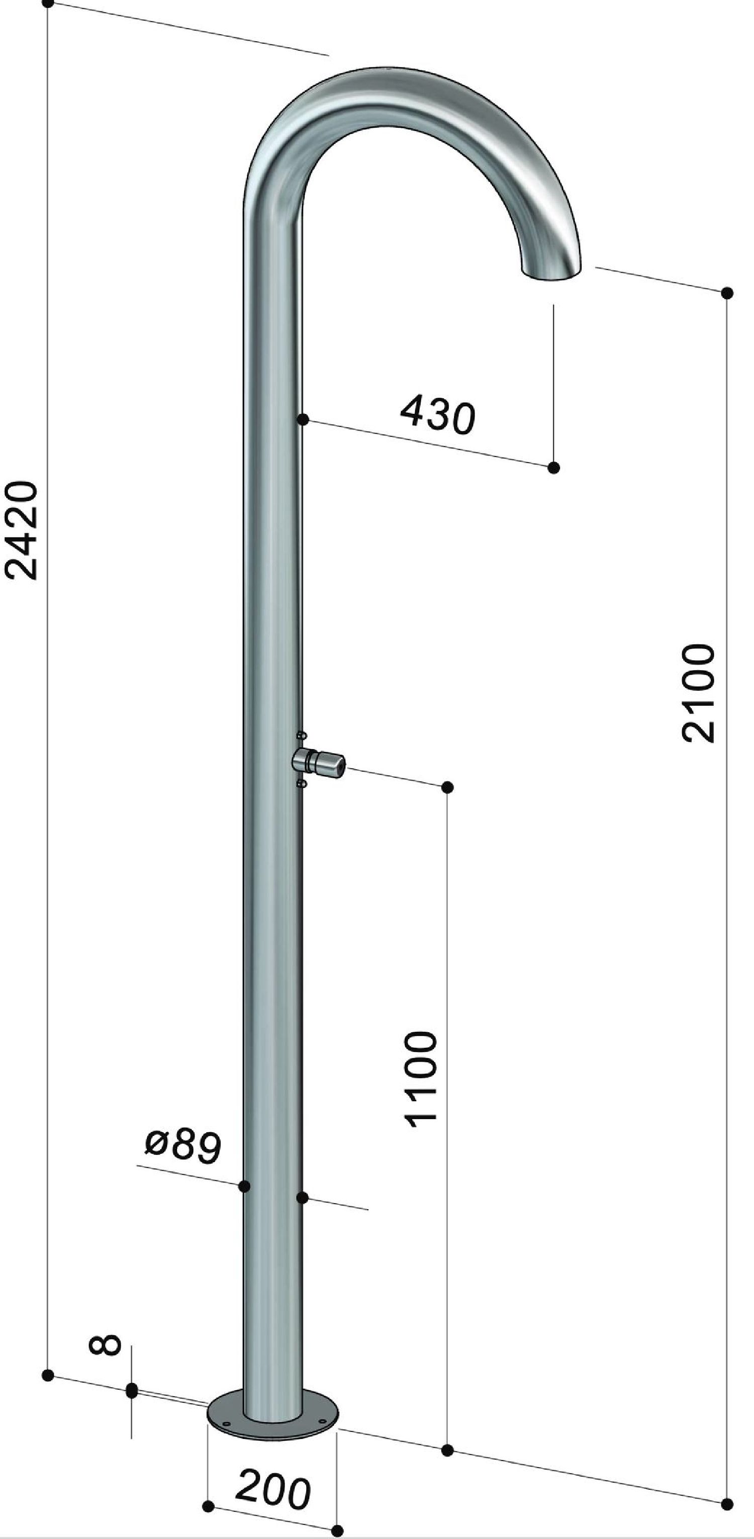 Douche extérieure design en inox Club C90 AST de Fontealta