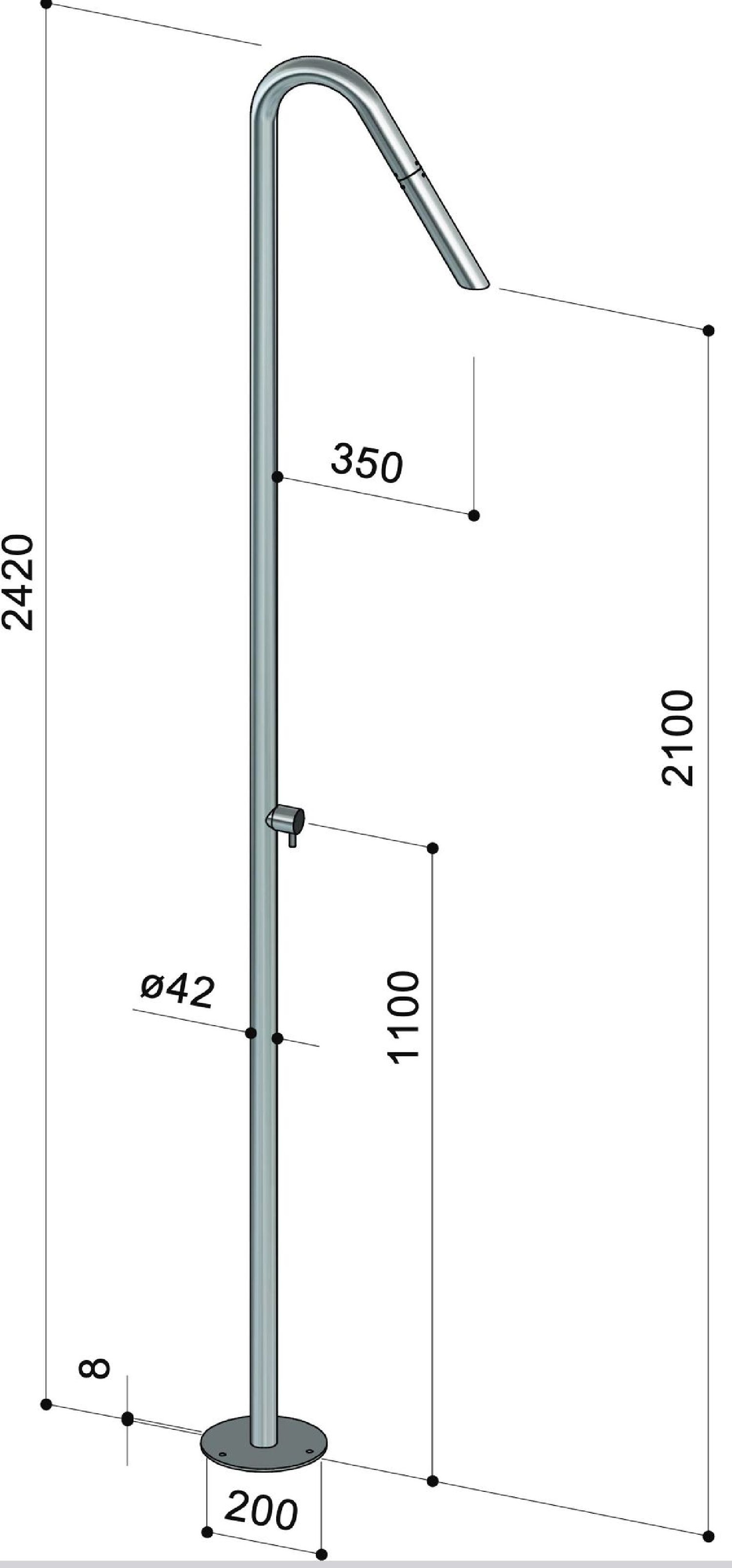 Douche extérieure inox design Twiggy CSR40 de Fontealta