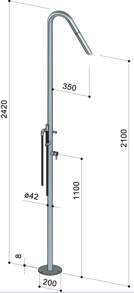 Douche extérieure inox - Twiggy CSR40 ME- Fontealta