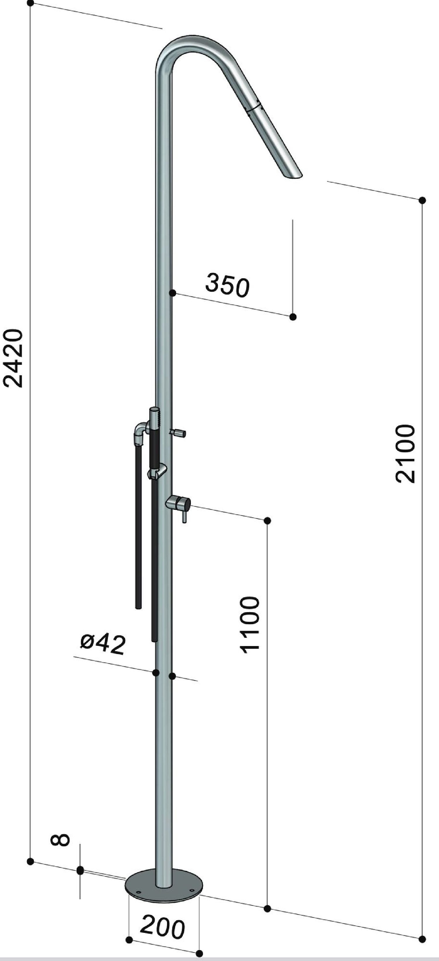 Douche extérieure inox Twiggy CSR40 ME Fontealta