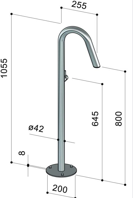 Mitigeur colonne sur pied en inox pour baignoire - Twiggy CS40 V M - Fontealta