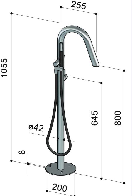 Mitigeur colonne sur pied en inox pour baignoire - Twiggy CS40 V ME - Fontealta