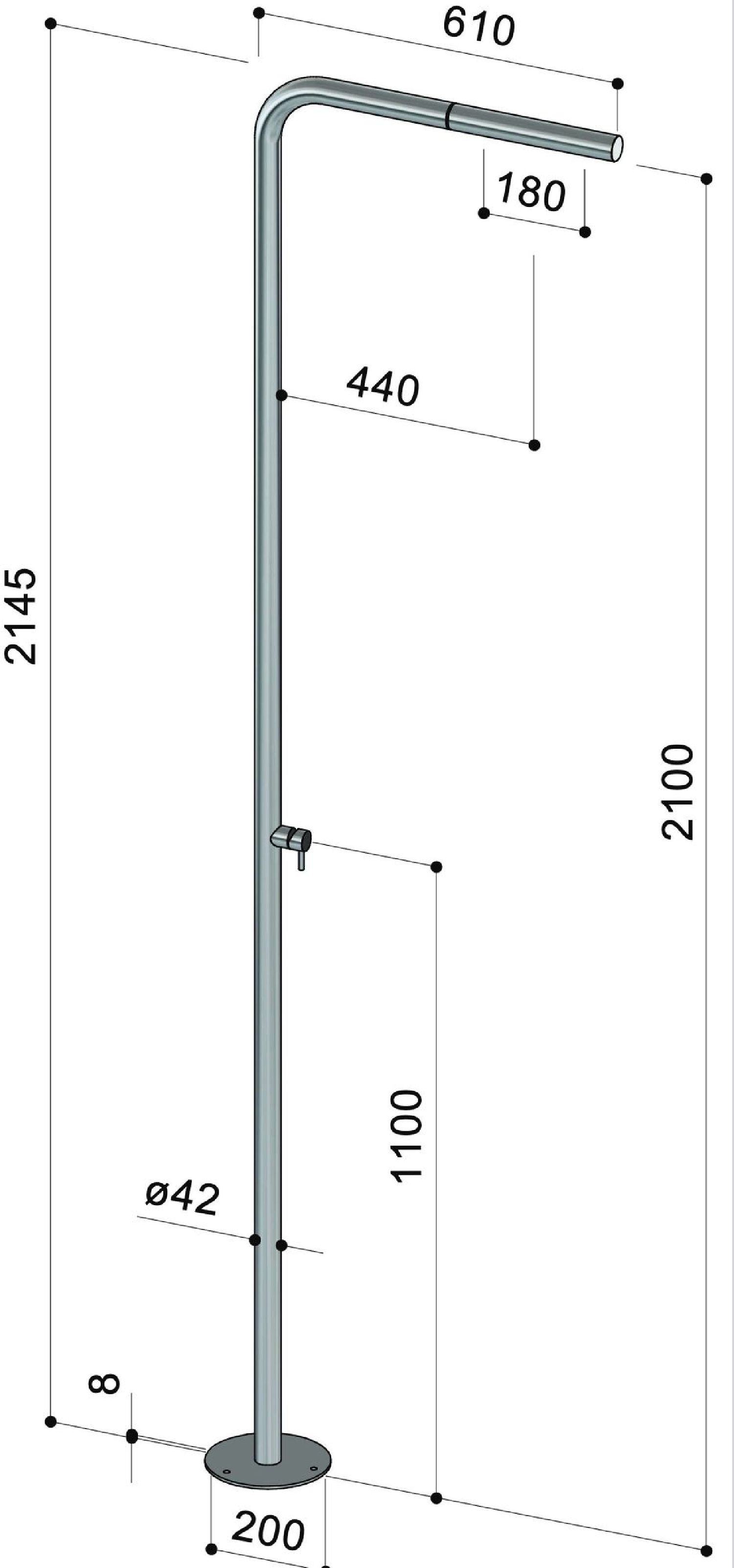 Douche extérieure inox design Skinny S40 M Fontealta