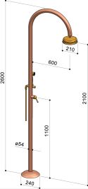 Douche extérieure en cuivre avec mitigeur et douchette - Origo C5OR.ME