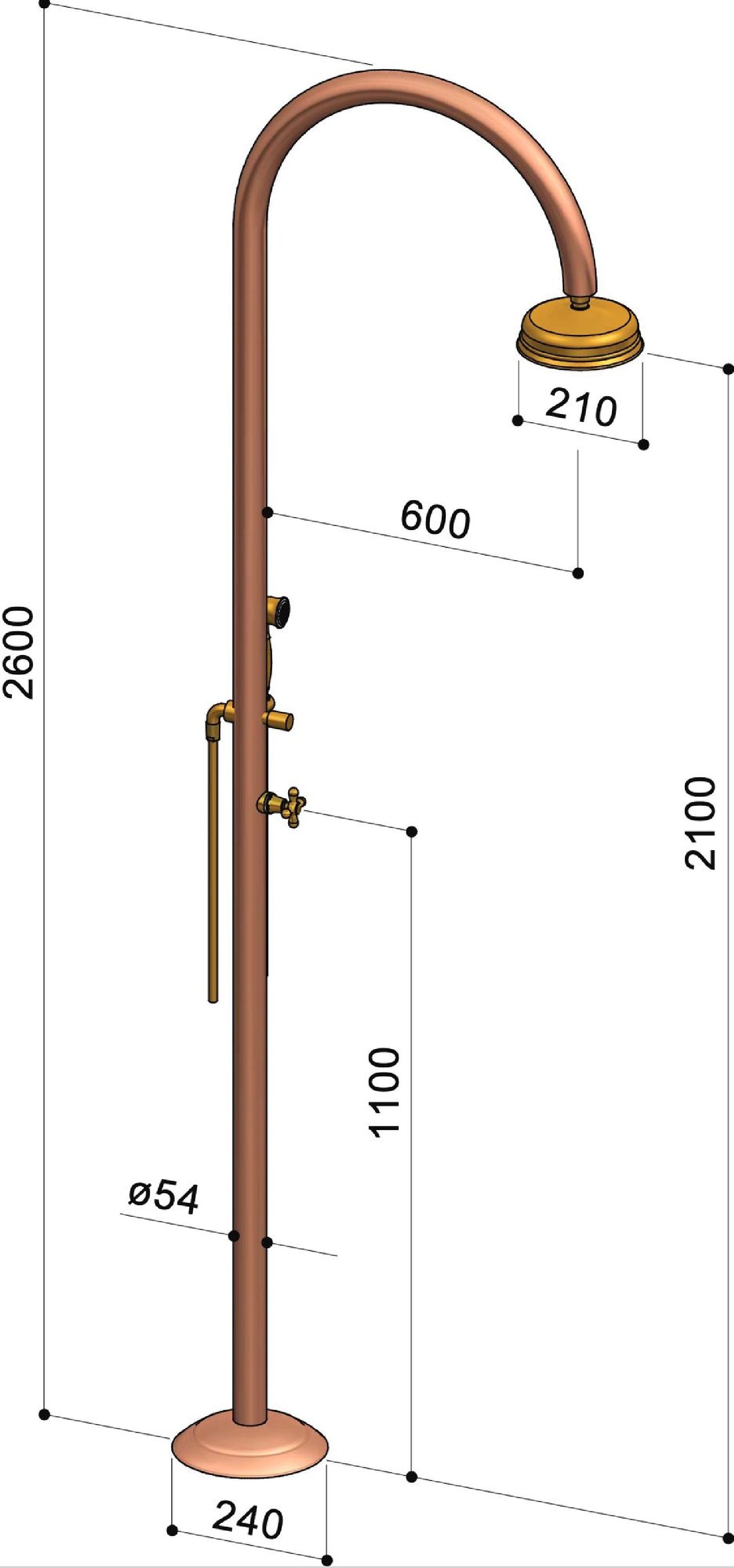 Douche extérieure en cuivre Origo C50 R ME Fontealta