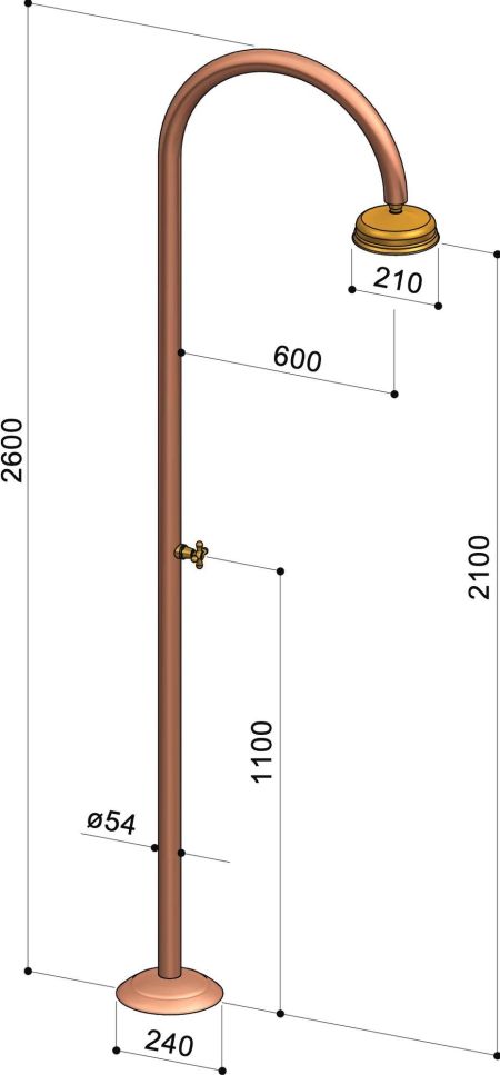 Douche extérieure en cuivre - Origo C50 R - Fontealta