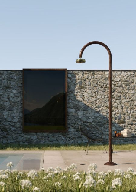Douche extérieure en cuivre, robinet et pommeau - Origo C50 R