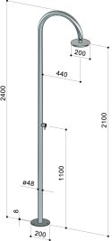 Douche de piscine inox 316 avec pommeau - Origo C50AS