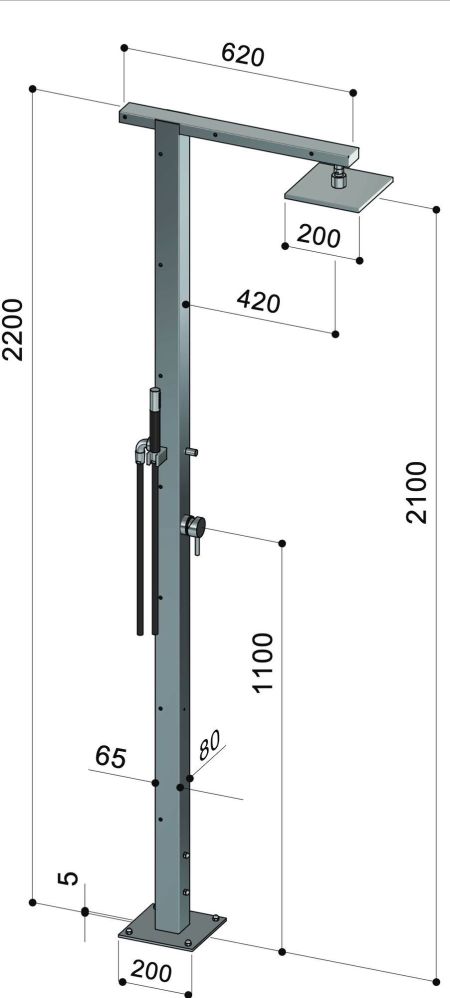 Douche extérieure inox - Square Q86 ME  - Fontealta