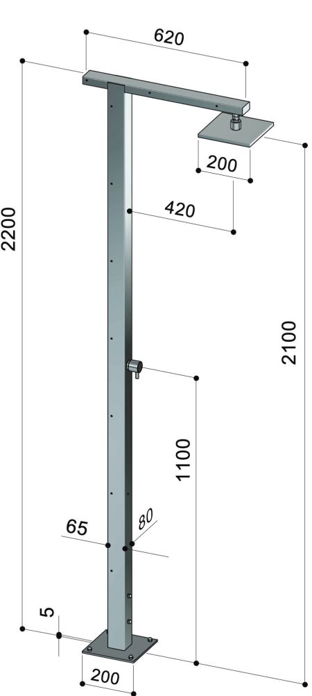 Douche extérieure inox - Square Q86 - Fontealta