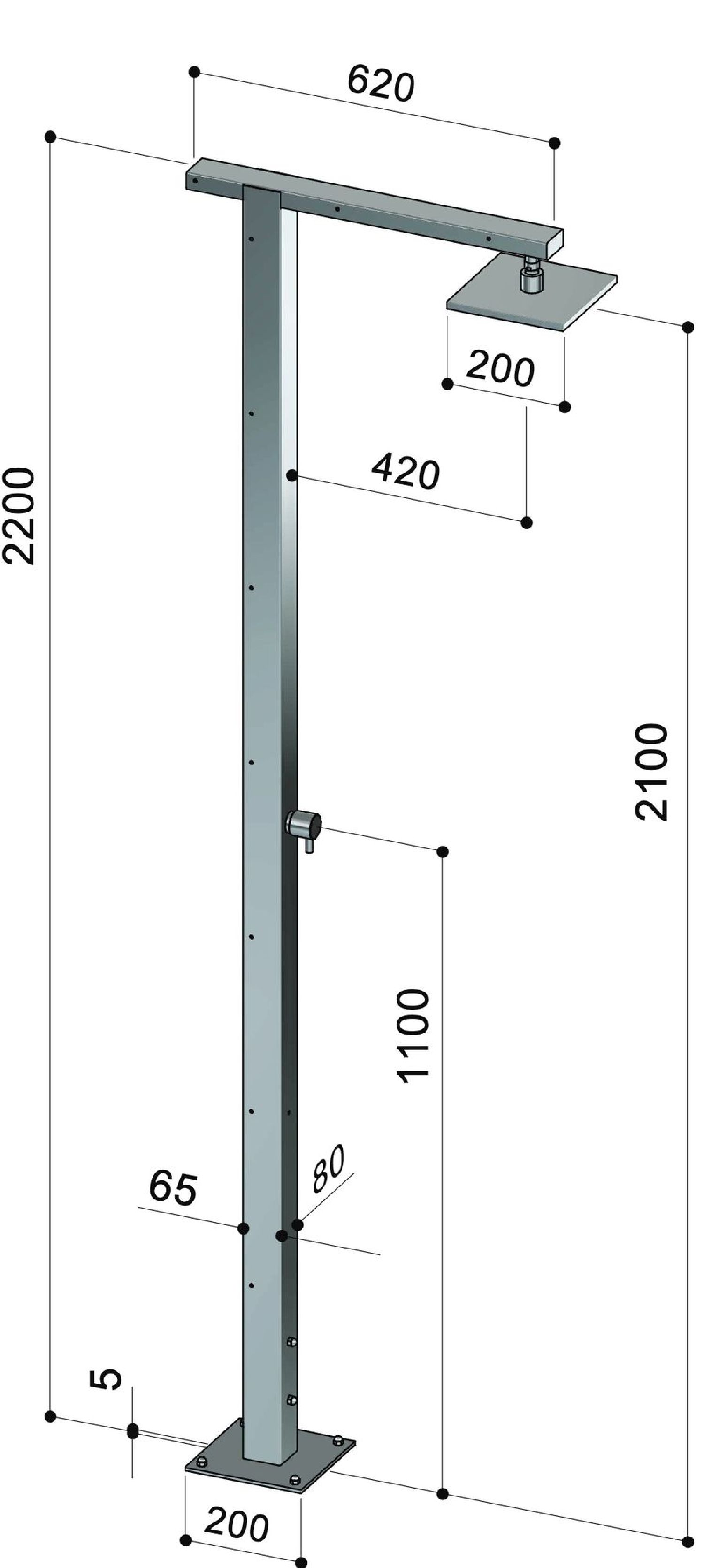 Douche inox avec mitigeur Square Q86 de Fontealta