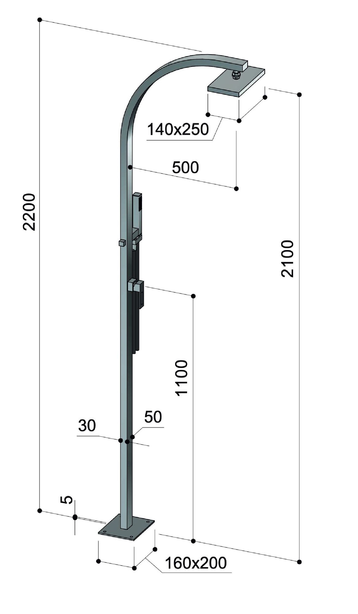 Douche inox avec mitigeur Arko Q53 ME de Fontealta