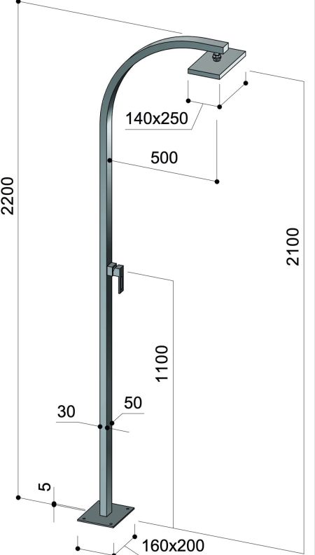 Douche extérieure inox - Arko Q53 M - Fontealta