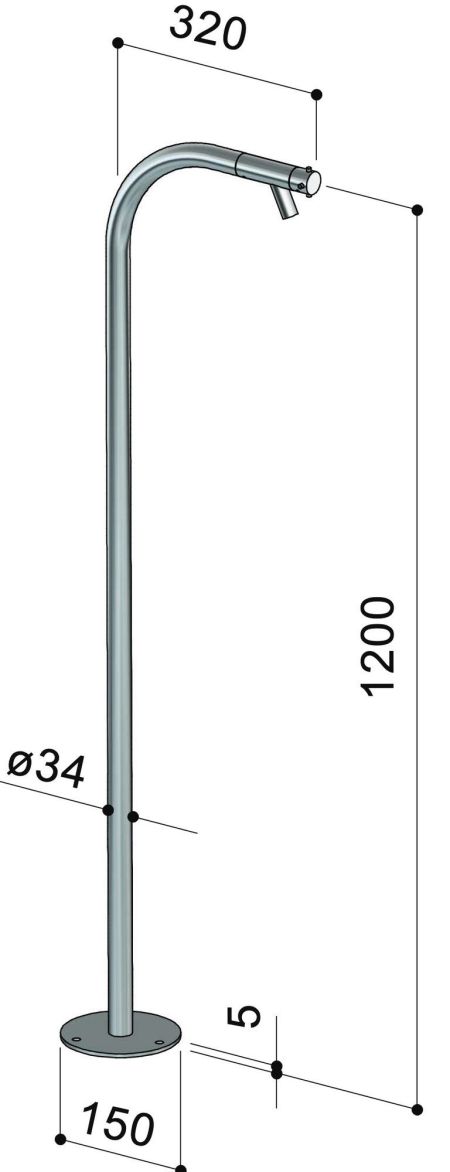 Colonne sur pied en inox pour vasque - Col 30 H - Fontealta