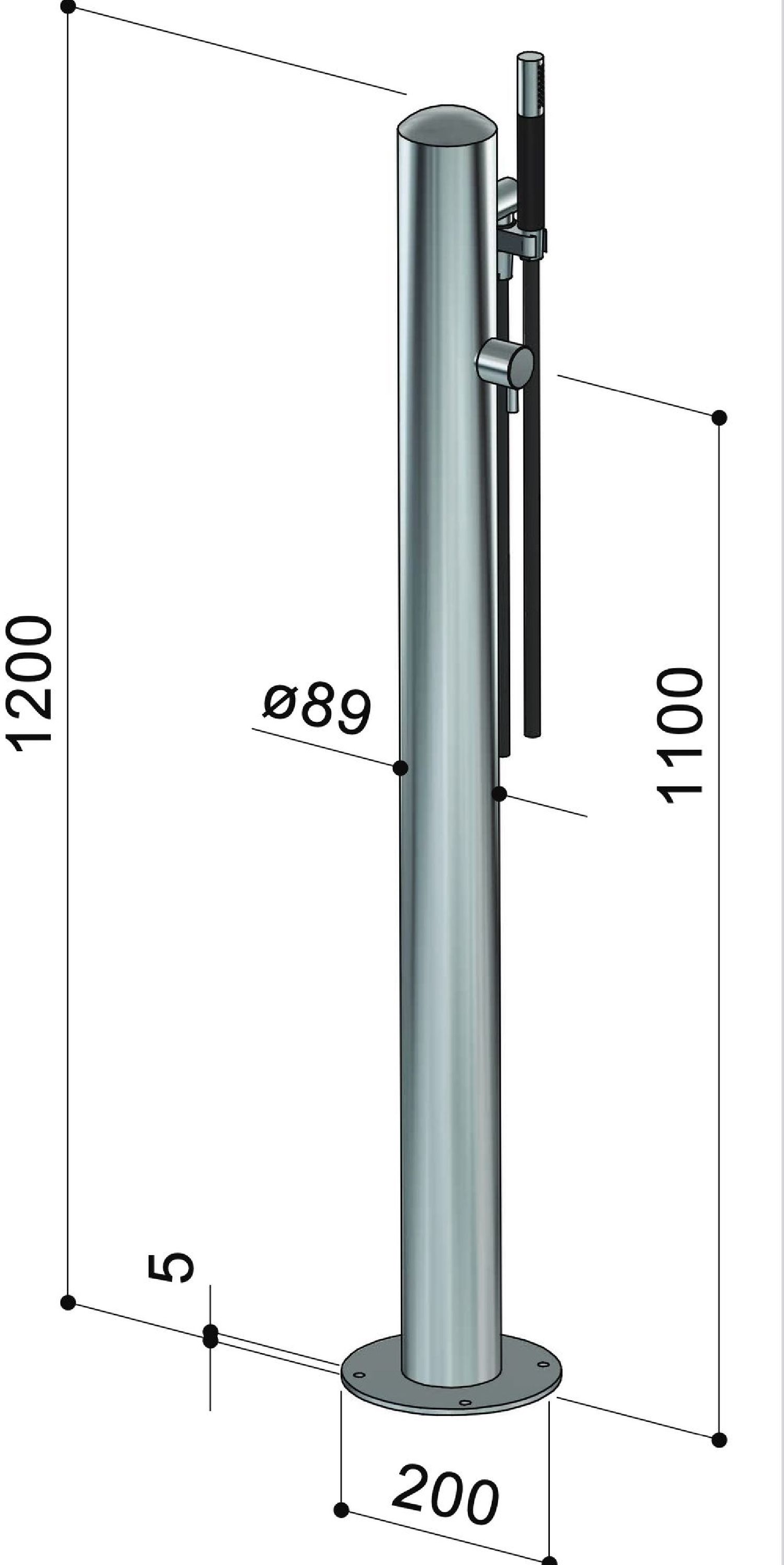 Colonne de douche extérieure avec douchette inox 316 - Spring Col 90