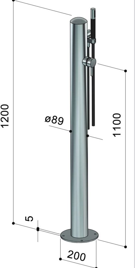 Colonne de douche extérieure avec mitigeur et douchette - Spring - Col 90 M - Fontealta