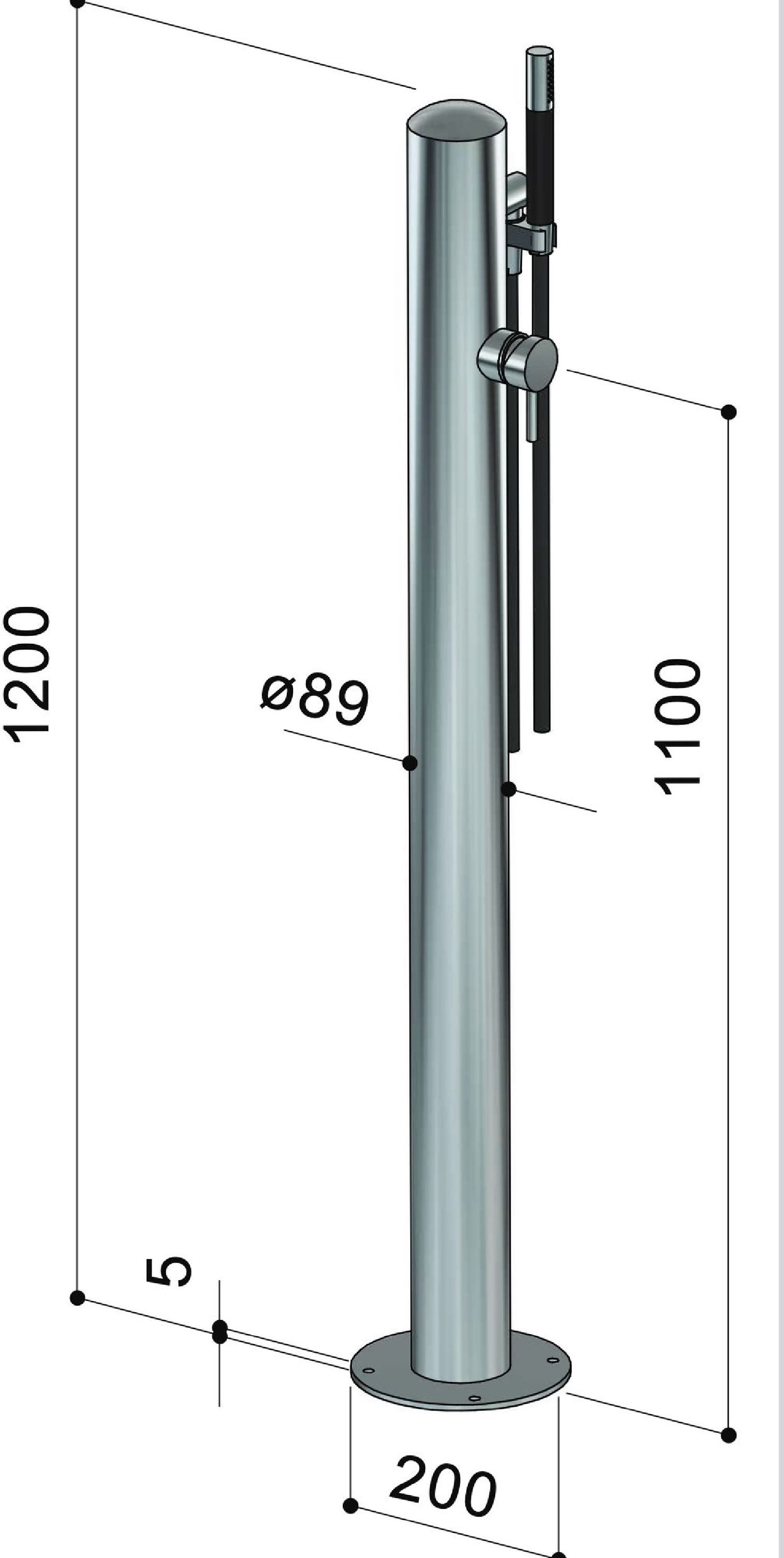 douche en inox avec mitigeur spring COL90 mix de fontealta