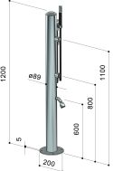 Douche piscine inox avec douchette rince-pieds -  Sping COL90.2