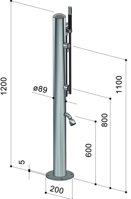 Douche piscine inox avec douchette et rince-pieds -  Sping COL 90.2 - Fontealta