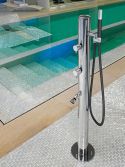 Douche piscine inox avec douchette et rince-pieds -  Sping COL 90.2 - Fontealta