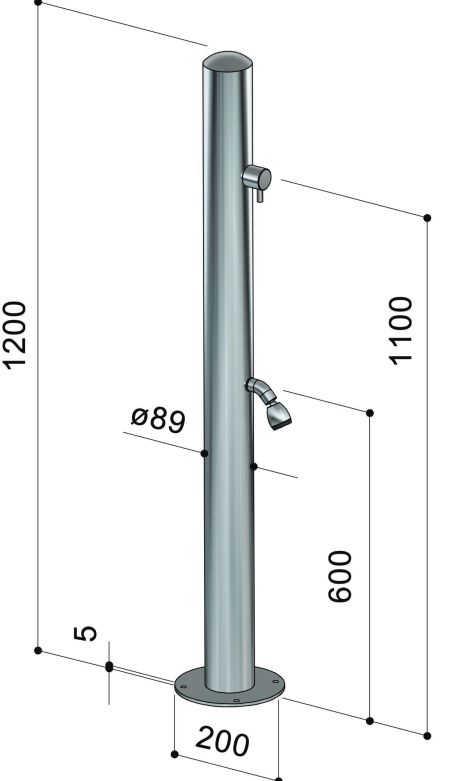 Colonne rince-pieds extérieure design en inox - Spring - Col 90 L - Fontealta