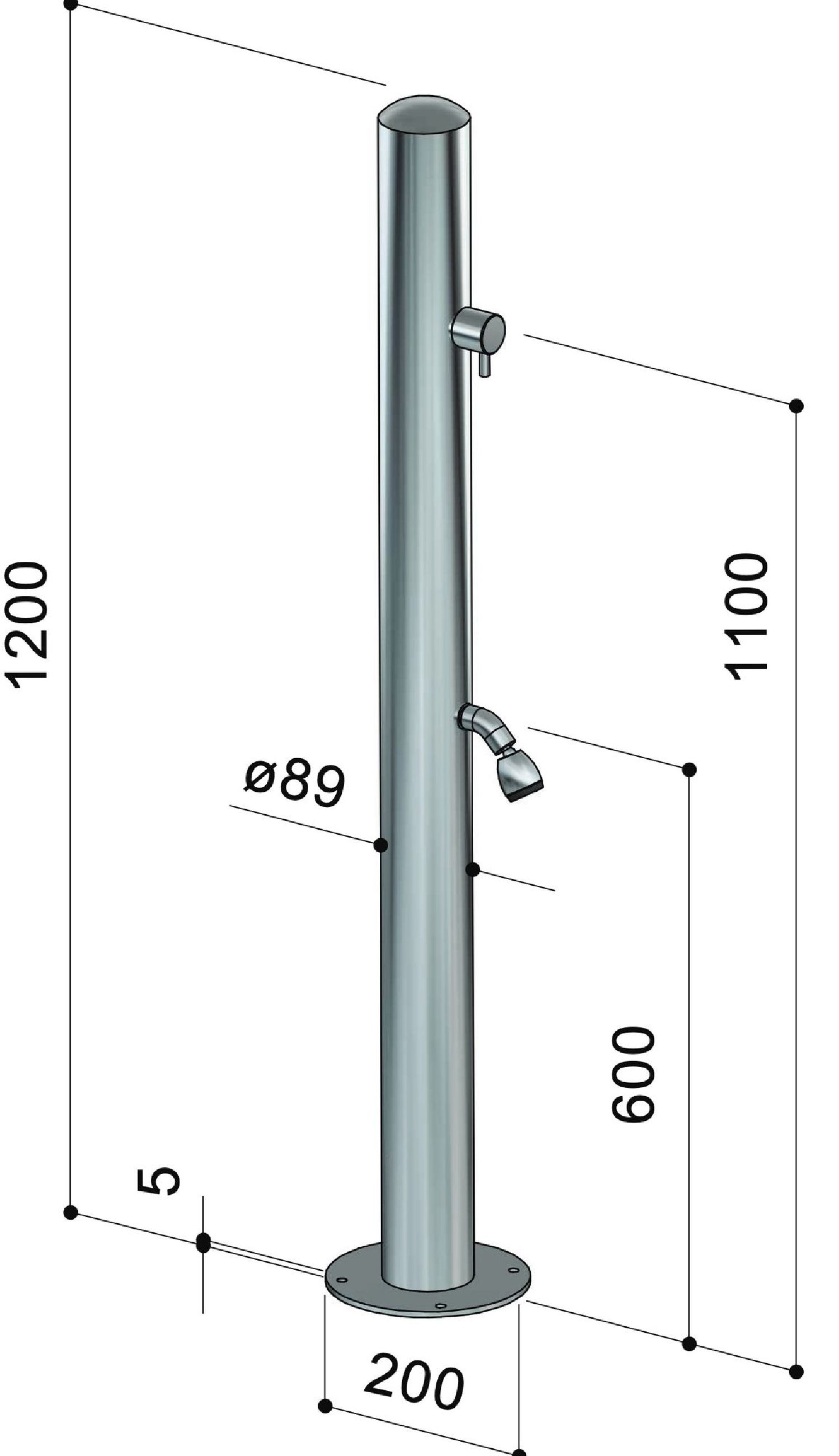 Colonne de douche en inox pour jardin COL 90L de fontealta
