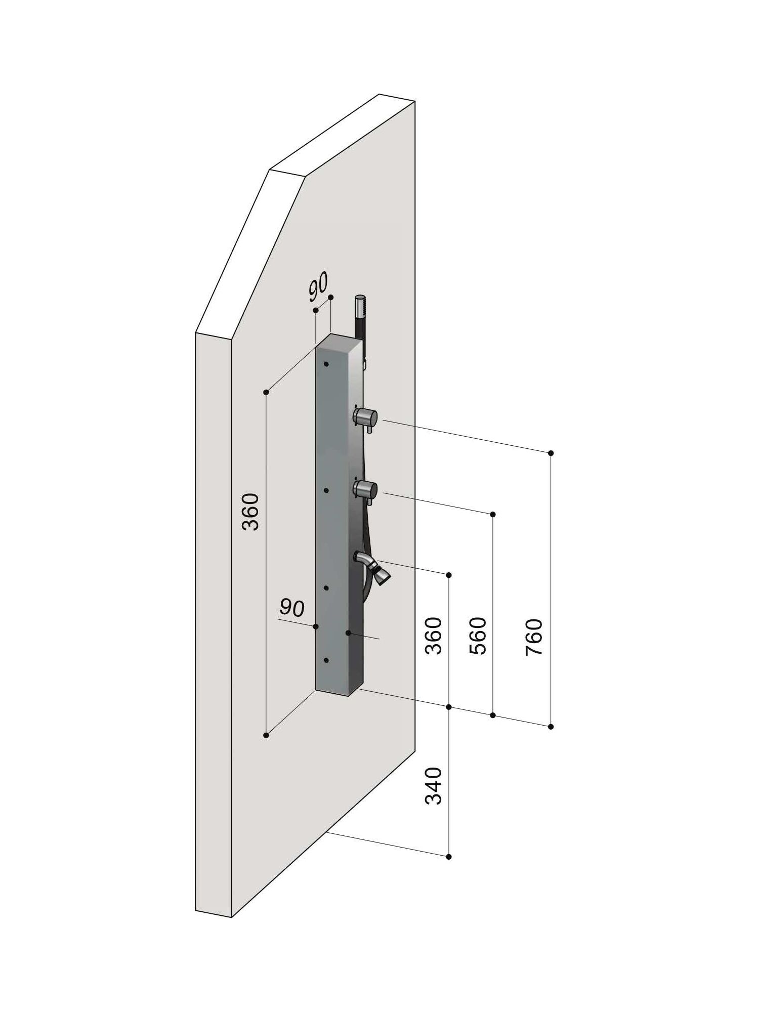 Douche extérieure murale en inox avec rince pieds In & Out P9