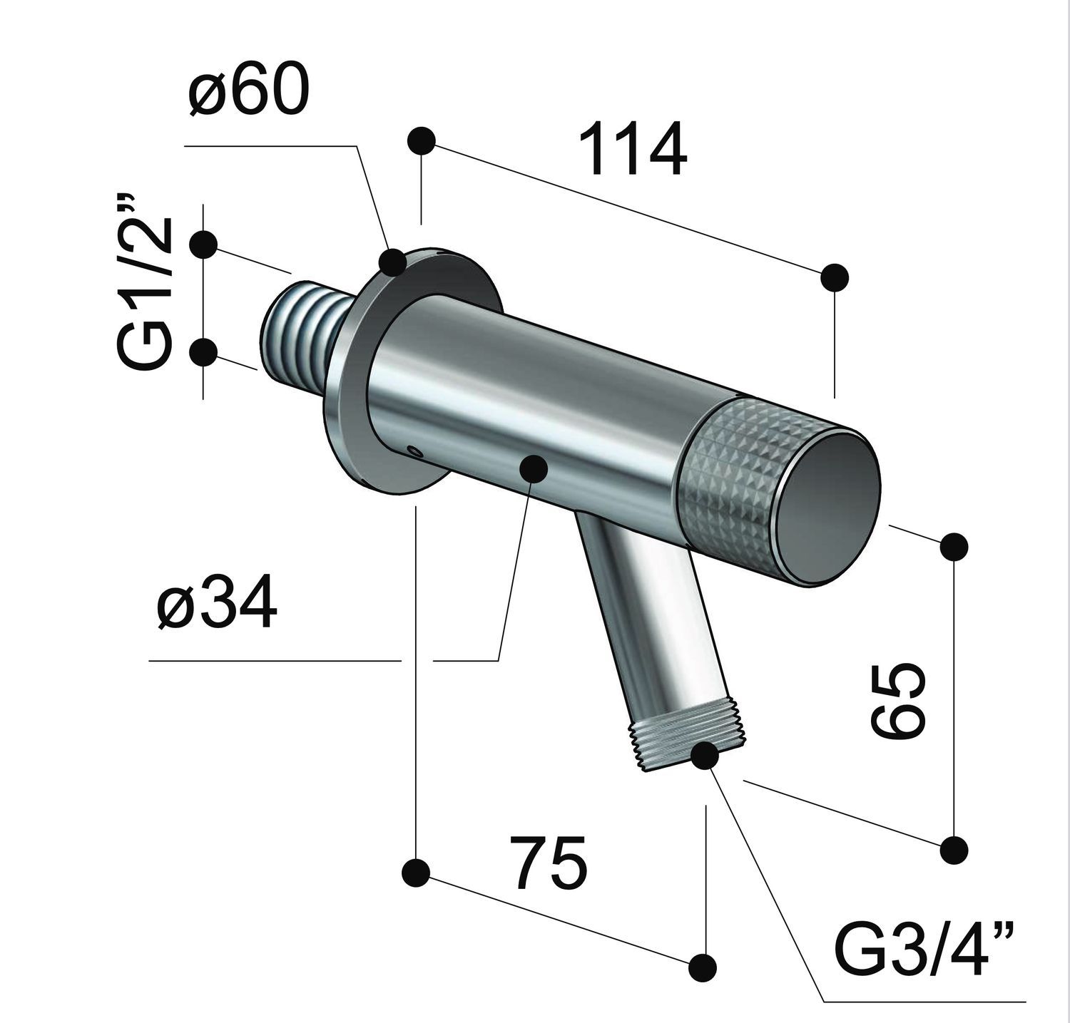 robinet mural inox design avec raccord cannelé Spring W10 HB Fontealta