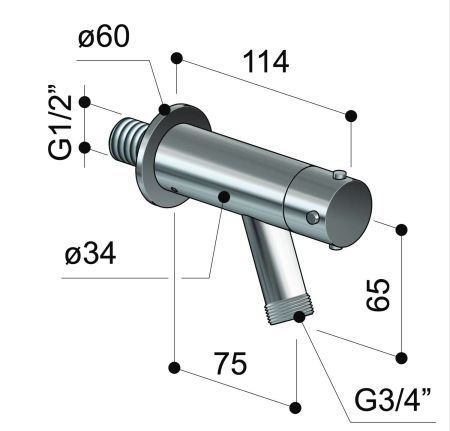 Robinet mural inox avec raccord cannelé  - Waterline - W10 HB L - Fontealta