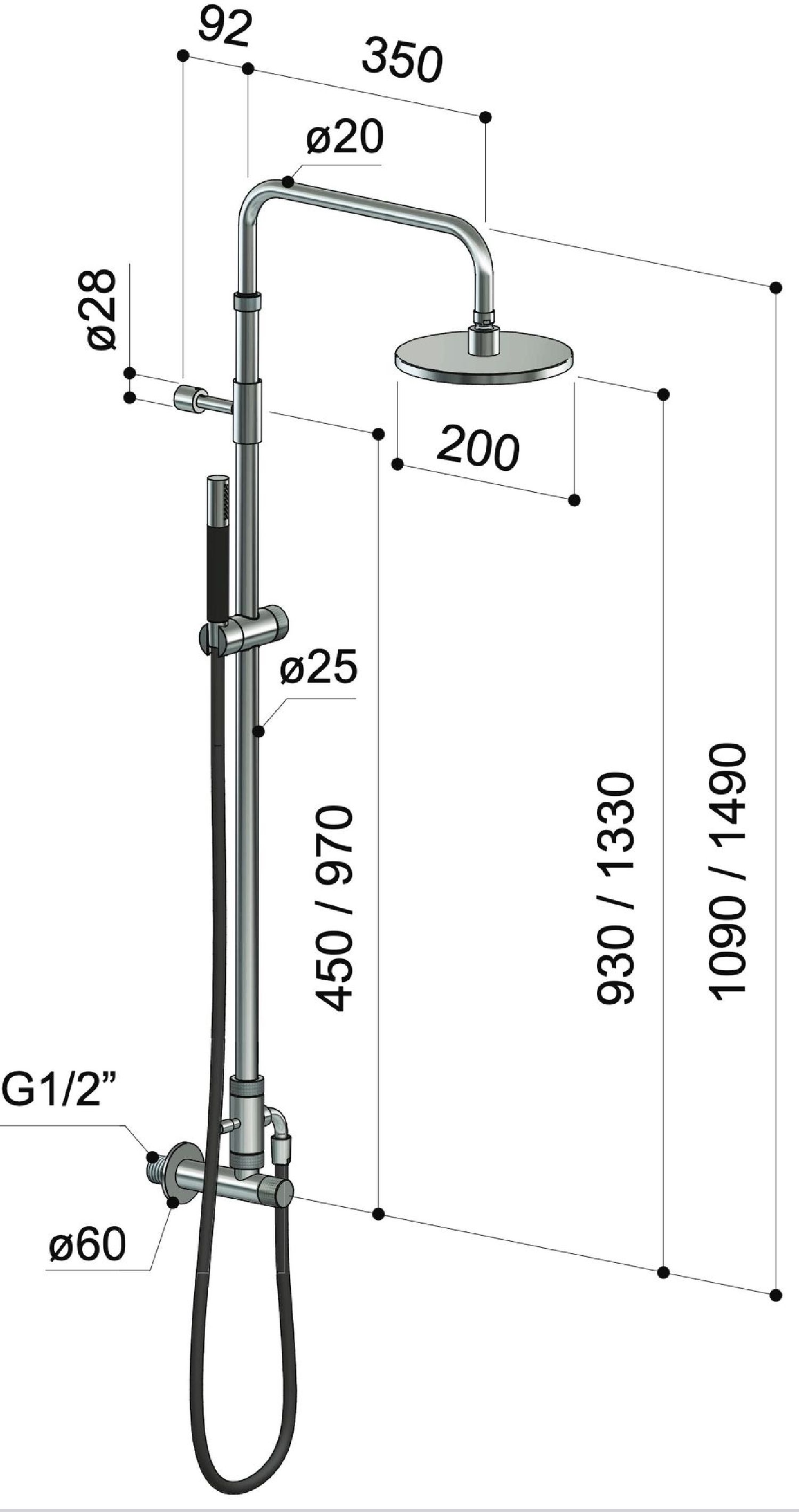 douche extérieure en inox w012 E avec douchette de Fontealta douche extérieure en inox w012 E avec douchette de Fontealta