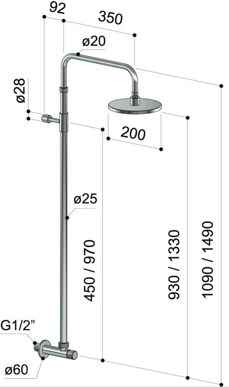 Douche extérieure inox - Waterline - W012 - Fontealta