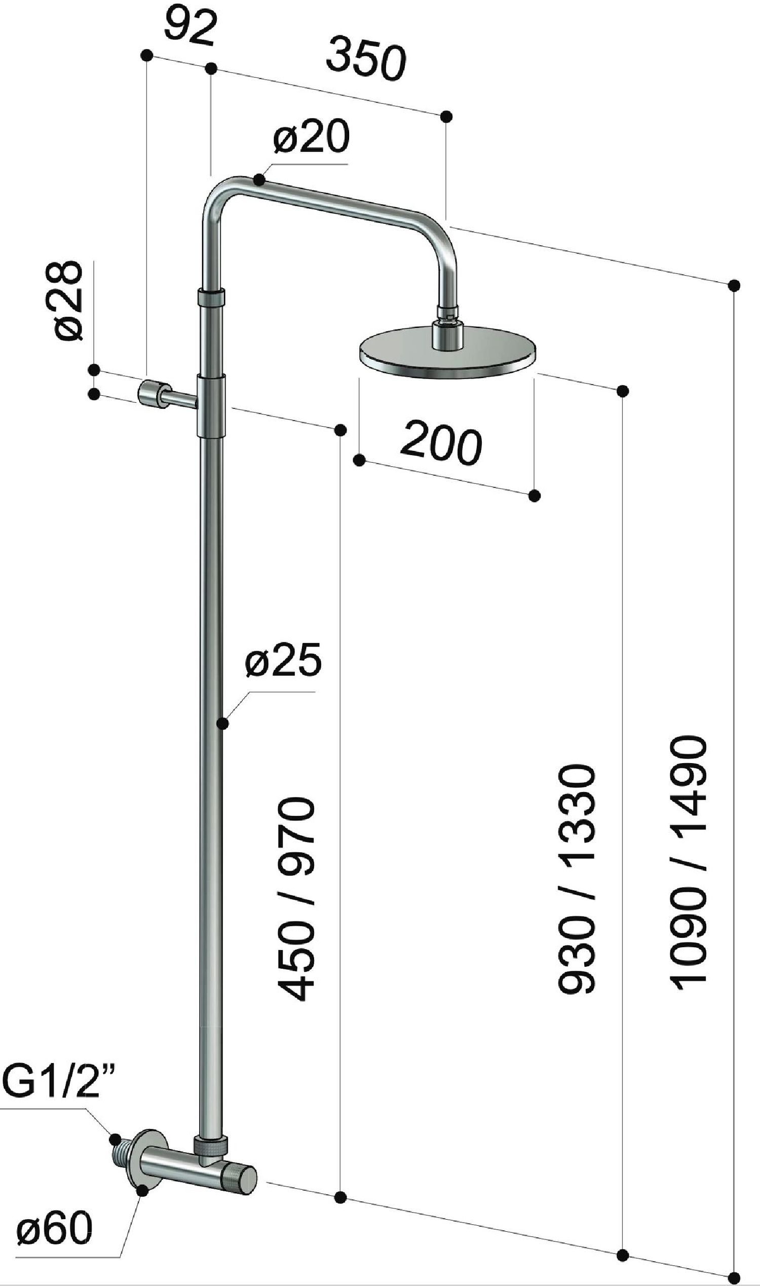 douche extérieure en inox aisi 316 w012 de Fontealta