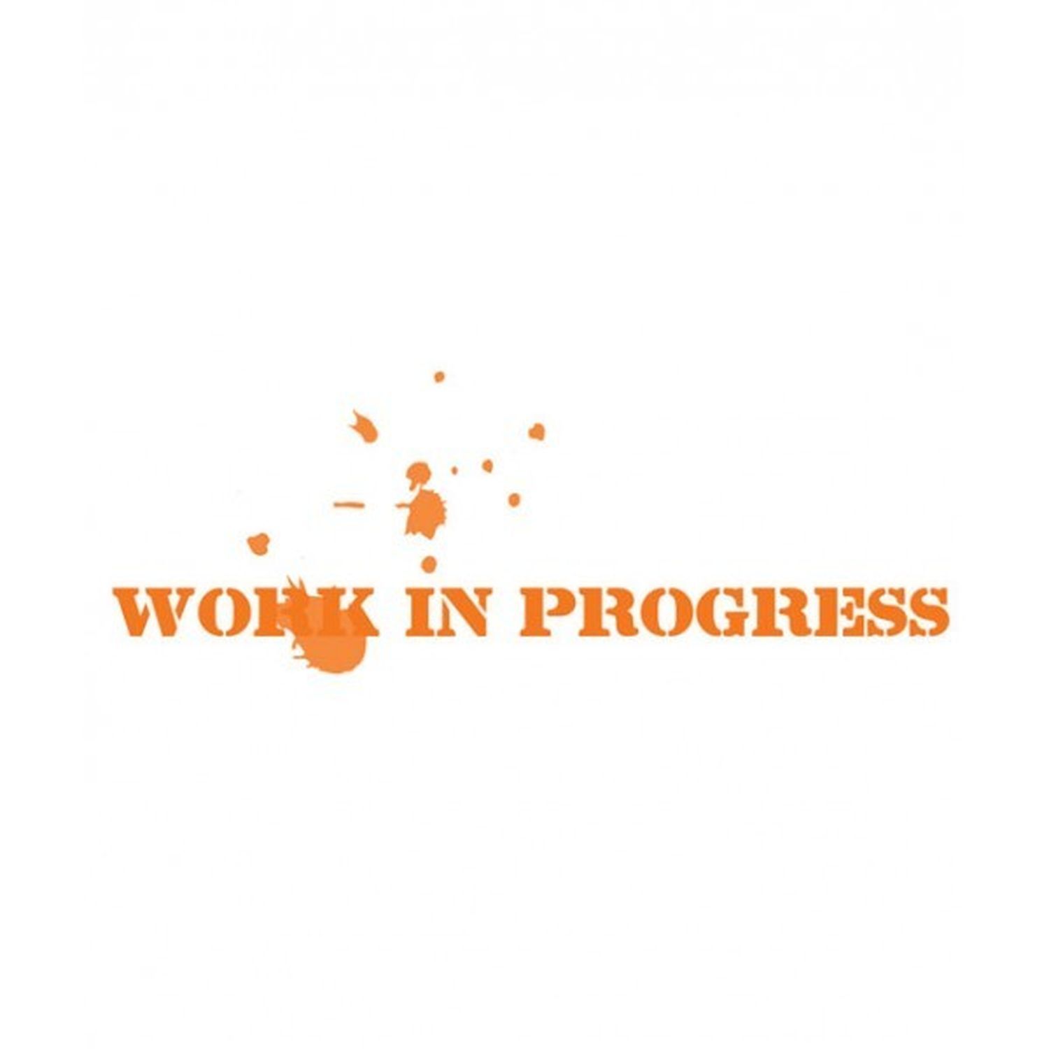 Sticker mural texte orange work in progress de Lilipinso