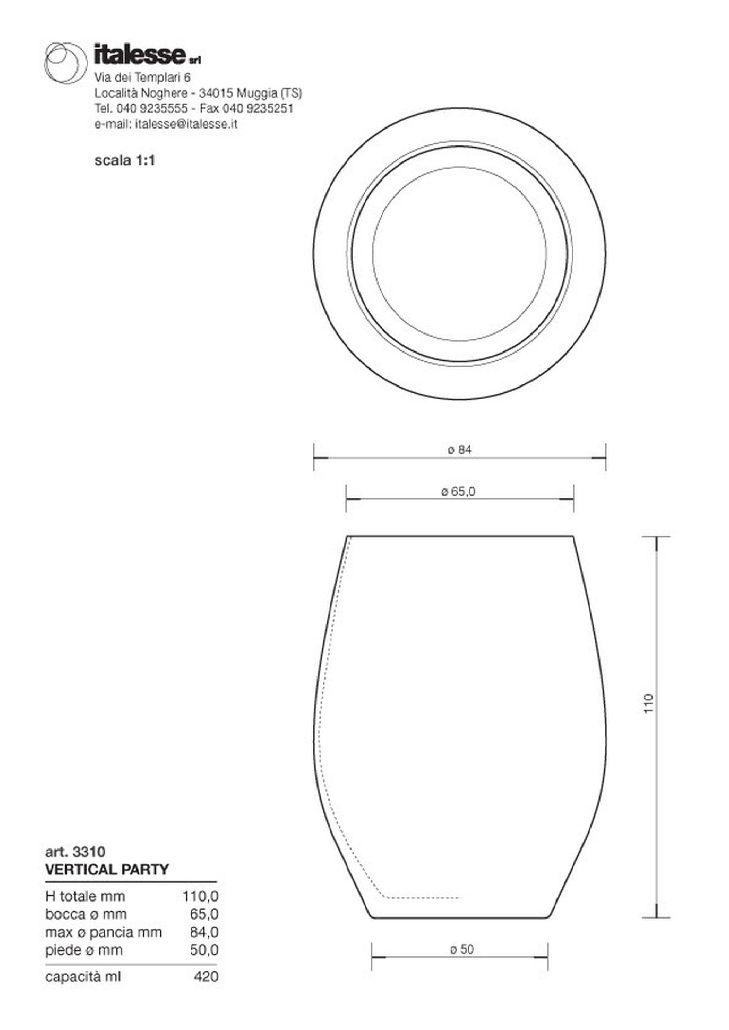 Verre design coloré Vertical Party violet d’Italesse