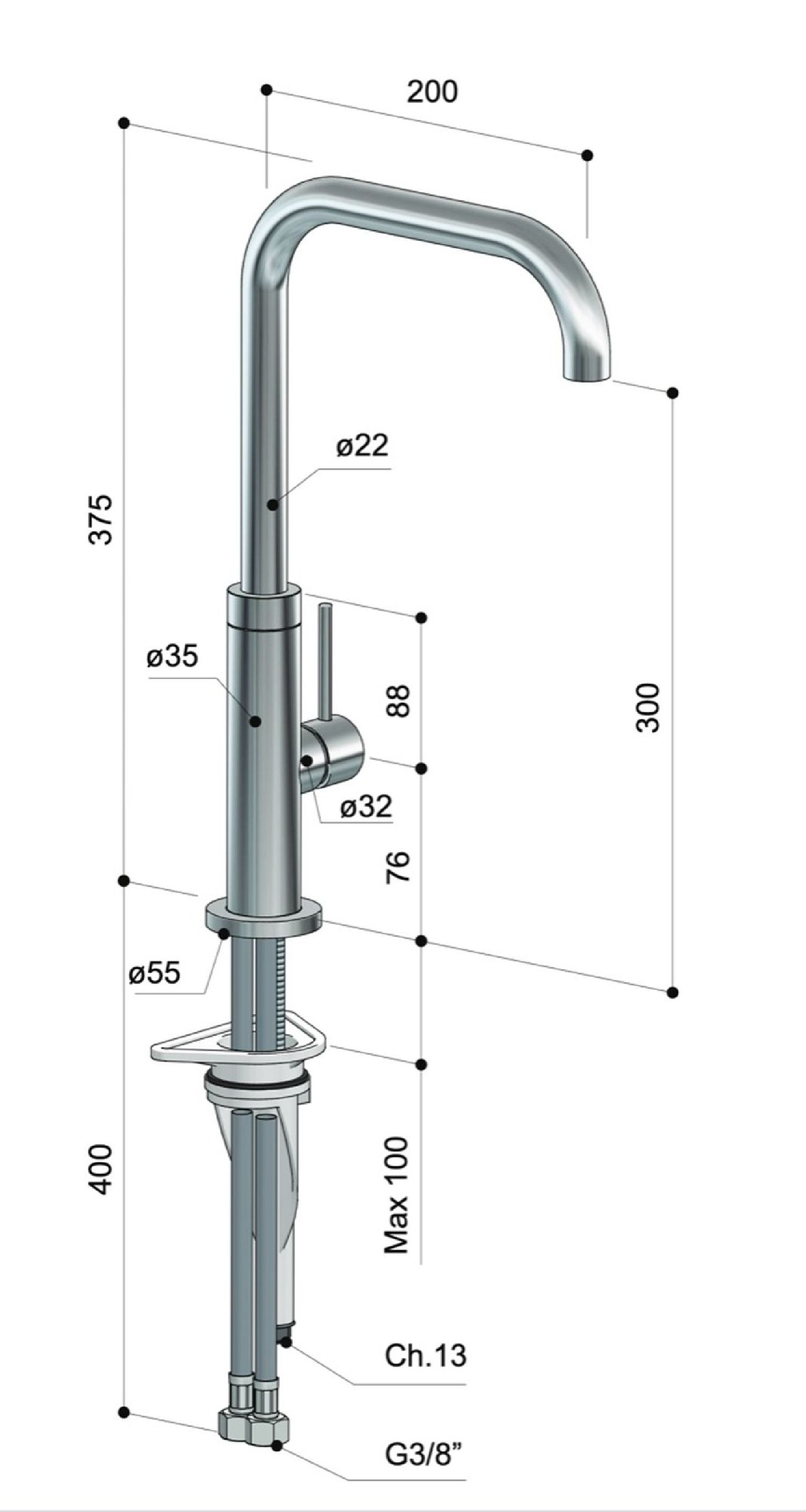 Robinet cuisine inox 316 - Waterline - K35.CD de Fontealta