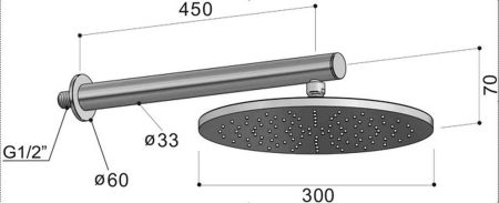 Bras de Douche extérieure inox - Waterline - SA33.10 - Fontealta
