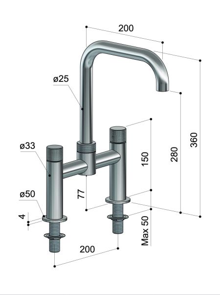 Robinet cuisine inox - Waterline - KW30 - Fontealta