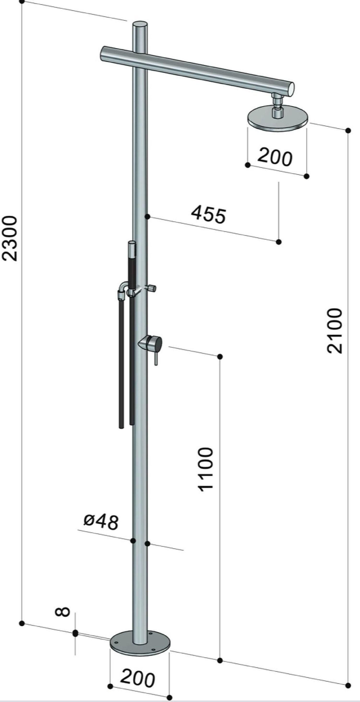 Douche inox avec mitigeur Onda D50.ME de Fontealta
