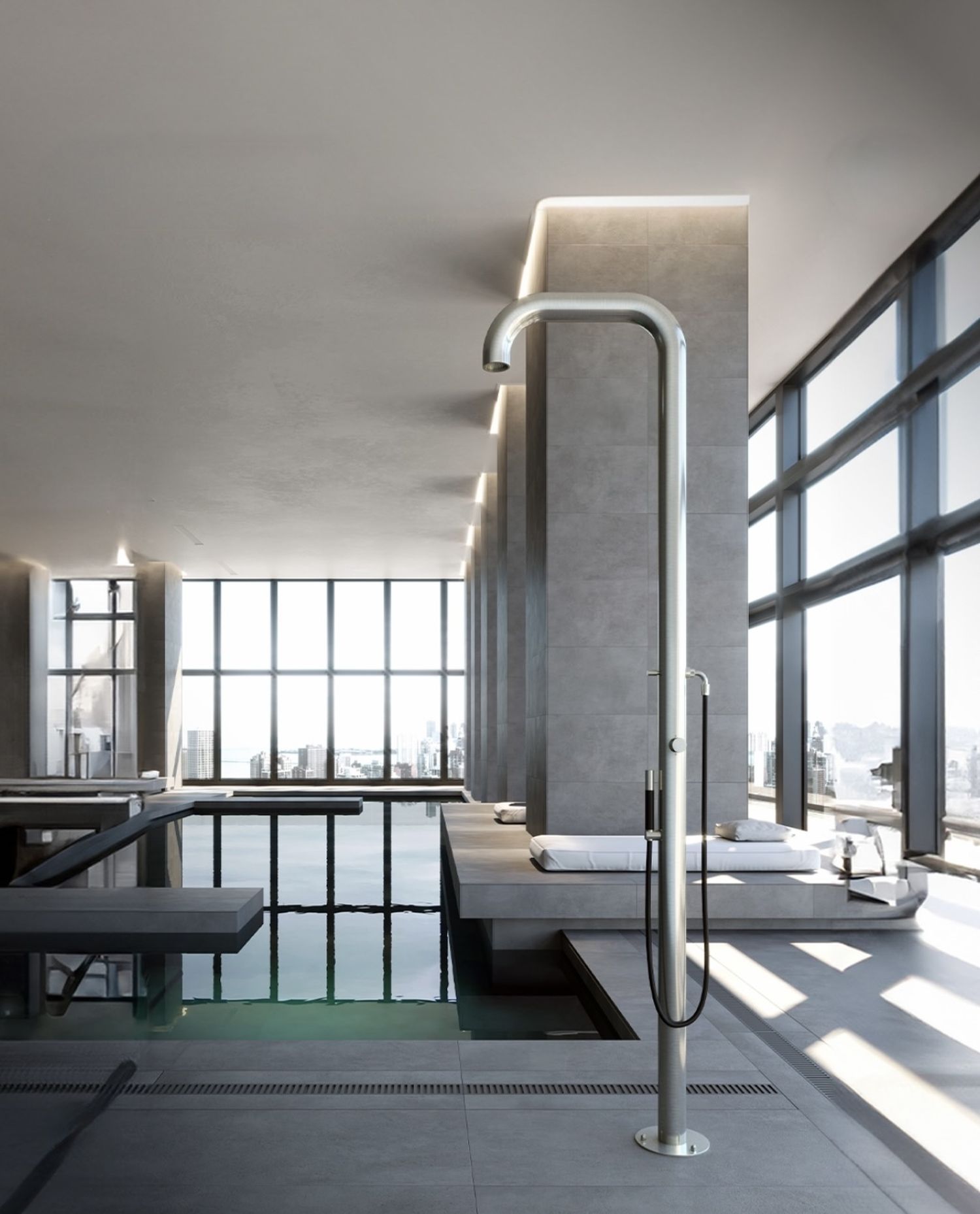 Douche extérieure design en inox Boss B76.2E de Fontealta