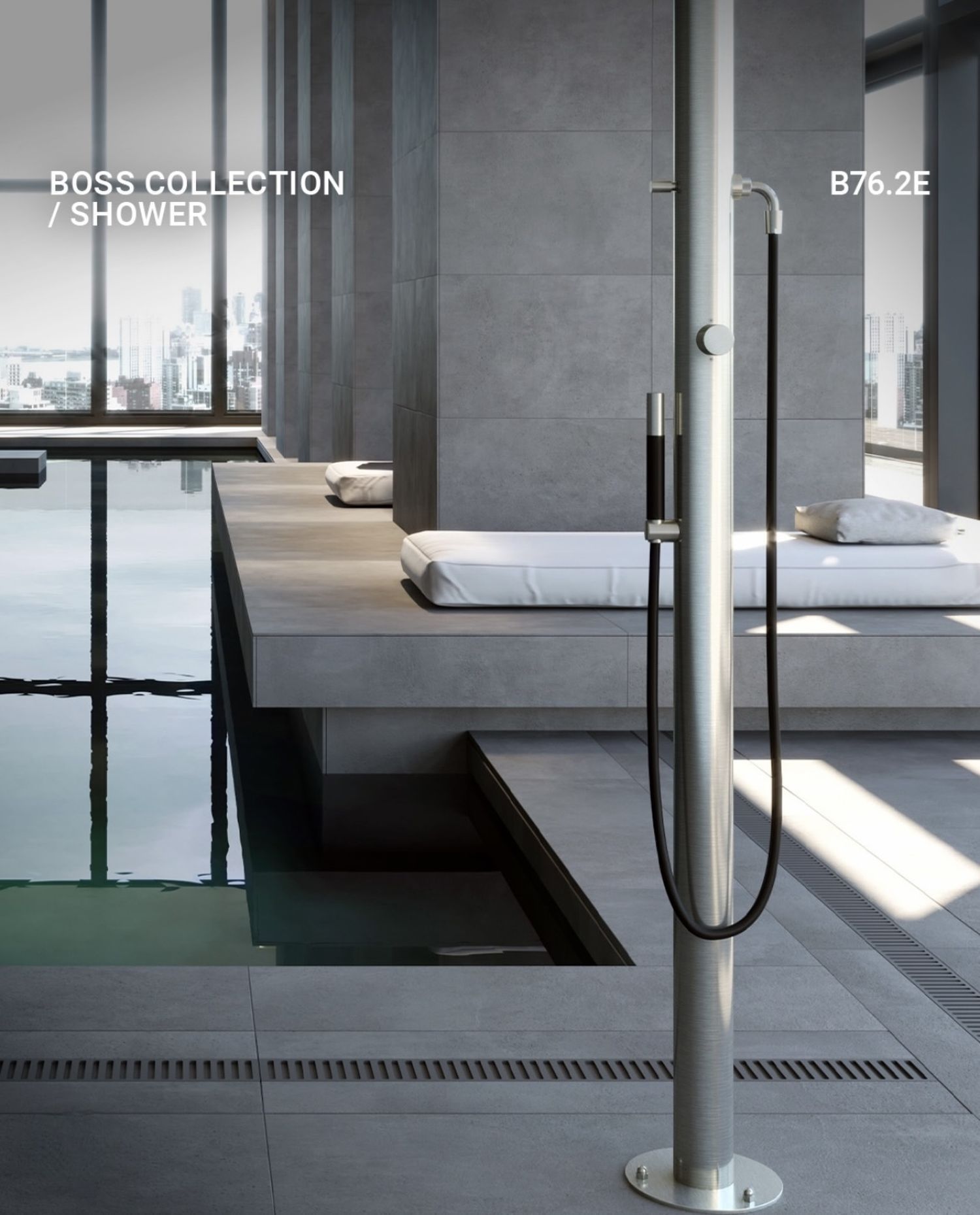 Douche extérieure design en inox Boss B76.2E de Fontealta